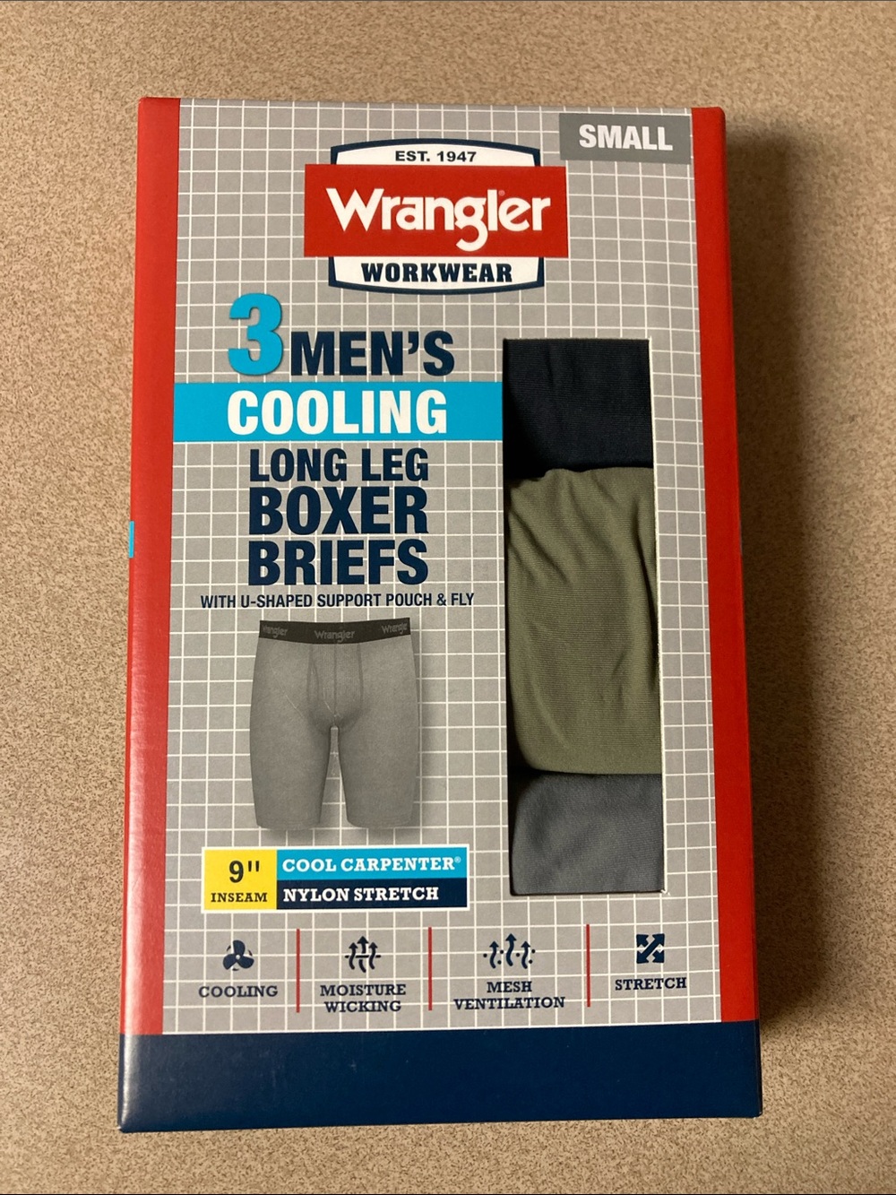 Wrangler Boxer Briefs 3-Pack - Black, Olive, Gray